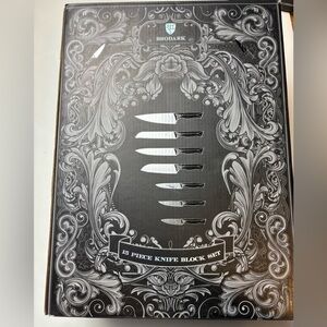 BRODARK Built-in Sharpener Stainless Steel‎ Kitchen Knife Block Set 15-Piece